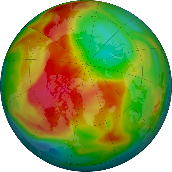 Arctic ozone map for 07 March 2022